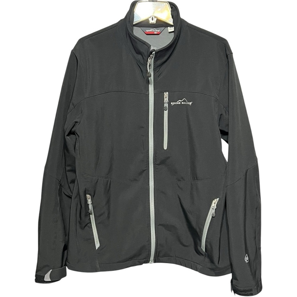 Eddie Bauer 365 Softshell Jacket Black Full Zip Logo Zip Pockets Men’s Large